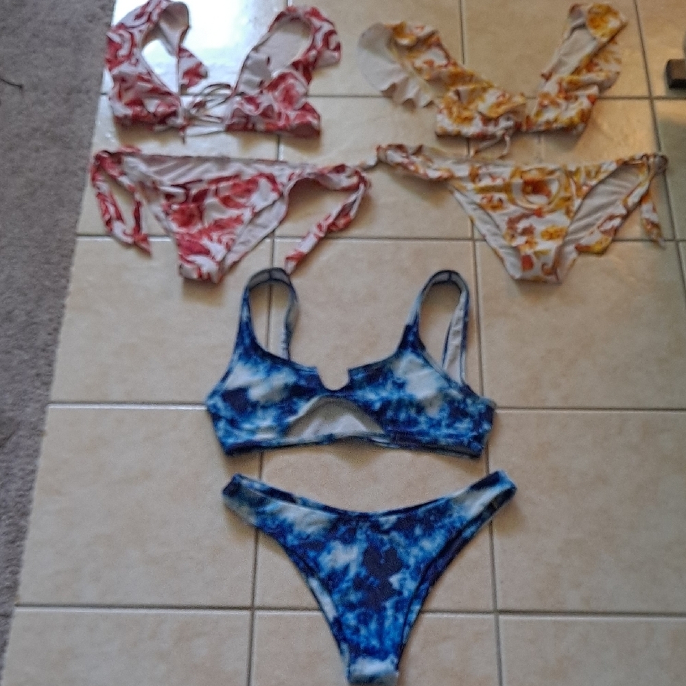 Blue Tie-Dye Bikini Set